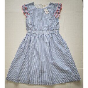 NWT Crewcuts Girls Blue and White Striped Seersucker Dress